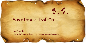 Vavrinecz Iván névjegykártya